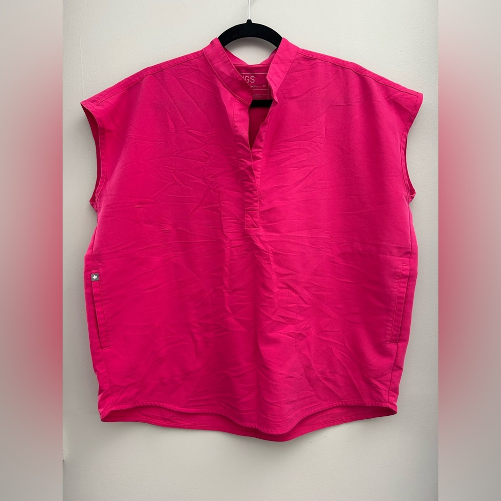 FIGS Women's Rafaela Oversized Scrub Top in shocking pink